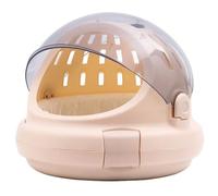 Hellery Carrier with Locking Mechanism | Portable, Dome Cat Carrier, Breathable, for Travel, Cats, Beige