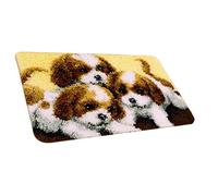 Hellery Cartoon Dog Latch Hook Rug Kits DIY Tapestry Carpet Rug Making for Kids Adults Beginners 58x40cm, Dog 3
