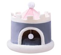 Hellery Cat Bed Indoor Pet House Cave Sleeping Nest Warm Cozy Removable Toy Ball Soft Comfortable Safe Retreat Washable Accessories Suitable for Home Bedroom, Gray S 40x40x40cm