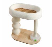 Hellery Cat Climbing Frame With Sisal And Gourd Scratcher MDF And Hemp Rope With Track Ball Toy Compact Design And Cooling Mat suitable for condos tiny homes areas