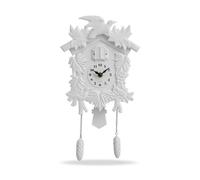 Hellery Children Decorative Clock Cuckoo Clock Wall Clock Birdhouse Clock With Quiet Movement And Hourly Birdsong Carved With Leaves Birds And Squirrels With, White