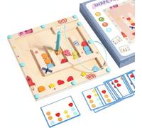 Hellery Children Shape Maze Wooden Activity Board With Pen Shape Sorting Puzzle Color Matching Tracks Educational Game Plywood Material For Hand Control suitable for classroom use