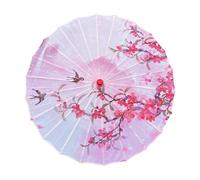 Hellery Chinese Parasol Silk Umbrella Paper Umbrella Wooden Handle with Floral Pattern for Women Handmade Rainproof for Wedding Photoshoot Asian, Style E