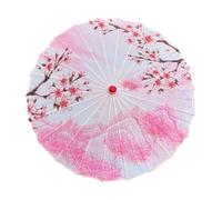 Hellery Chinese Parasol Silk Umbrella Paper Umbrella Wooden Handle with Floral Pattern for Women Handmade Rainproof for Wedding Photoshoot Asian, Style C