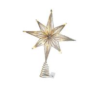 Hellery Christmas Tree Topper Star, Illuminated, Glittering, Sparkling, with Case, Christmas Decoration, 30cm Champagne