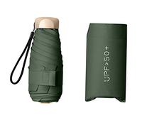 Hellery Compact Umbrella, Lightweight, Foldable Mini Pocket Umbrella, Function, Sturdy Fiberglass Handle for on The Go, Family U, Dark Green