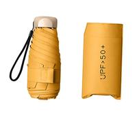 Hellery Compact Umbrella, Lightweight, Foldable Mini Pocket Umbrella, Function, Sturdy Fiberglass Handle for on The Go, Family U, Yellow