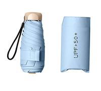 Hellery Compact Umbrella, Lightweight, Foldable Mini Pocket Umbrella, Function, Sturdy Fiberglass Handle for on The Go, Family U, Light Blue