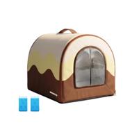 Hellery Cooling Pet House Zippered Pet House with Mesh Door Portable for Pets, Chocolate Brown, M