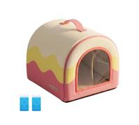 Hellery Cooling Pet House Zippered Pet House with Mesh Door Portable for Pets, Guava Pink, L