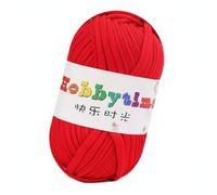 Hellery DIY Strips Yarn Ribbon Crochet Cord with Modal Blend Material Flat 2cm Width Smooth Texture Consistent Thickness Suitable for Knitting Bags Slippers Baskets Home Decor, Red