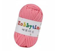 Hellery DIY Strips Yarn Ribbon Crochet Cord with Modal Blend Material Flat 2cm Width Smooth Texture Consistent Thickness Suitable for Knitting Bags Slippers Baskets Home Decor, Rose Red