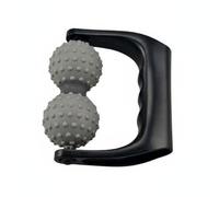 Hellery Double Ball Myofascial Release Handheld Massage Roller Deep Tissue Textured Body Roller for Stretching Users, Athletes, Home, Gym, Black Handle/Light Gray Ball