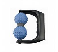 Hellery Double Ball Myofascial Release Handheld Massage Roller Deep Tissue Textured Body Roller for Stretching Users, Athletes, Home, Gym, Black Handle/Blue Ball
