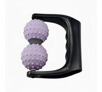 Hellery Double Ball Myofascial Release Handheld Massage Roller Deep Tissue Textured Body Roller for Stretching Users, Athletes, Home, Gym, Black Handle/Light Purple Ball
