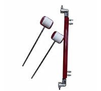 Hellery Double Pedal Linkage Wear-Resistant Resistant Drum Beater Rod Set Standard Size Musical Instrument Parts for Drummers, Red, Aluminum Alloy Connecting Rod + Felt Head Mallets 2pcs