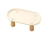 Hellery Elevated Cat Food And Water Bowl Stand, Suitable for Scandinavian Households, Stable Feeding Stand, Beige 24cmx13cm
