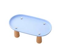 Hellery Elevated Cat Food And Water Bowl Stand, Suitable for Scandinavian Households, Stable Feeding Stand, Blue 24cmx13cm