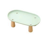 Hellery Elevated Cat Food And Water Bowl Stand, Suitable for Scandinavian Households, Stable Feeding Stand, Green 24cmx13cm