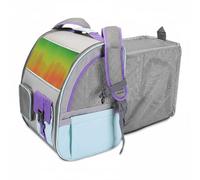 Hellery Expandable Carrier Cat Backpack Pet Backpack Pet Tote With Expandable Tunnel Breathable Mesh Nighttime Reflective Trim Lightweight Oxford Build, Iridescent Blue