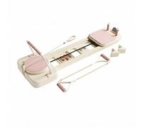 Hellery Folding Bed Pilates Reformer Training Bed Compact Exercise Equipment Foldable Structure Resistance Cord Sliding Track Comfort Padded Grips suitable for home fitness stretching , Pink