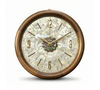 Hellery Home Wall Clock Round Desk Clock Shelf Clock Tabletop Clock With Wood Grain Outer Frame And Shell Like Luster Dial Raised Numerals And Markers, 602-0076W Flower Blooms In Prosperity