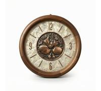 Hellery Home Wall Clock Round Desk Clock Shelf Clock Tabletop Clock With Wood Grain Outer Frame And Shell Like Luster Dial Raised Numerals And Markers, 602-0073W Five Blessings Arrive