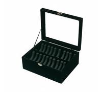 Hellery Jewelry Display Case Bracelet Box Bangle Organizer Storage Tray Display Holder With Clear Top Removable Sections Flannel Padding Dust Barrier Suitable, Black Velvet, Black Interior