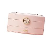 Hellery Jewelry Storage Box with Built-in Makeup Mirror for Rings,