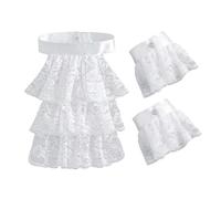 Hellery Lace Jabot And Cuffs Set, White, Decorative Costume Accessory for Cosplay And Stage