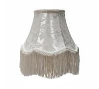 Hellery Lampshade Textile Table Lamp Shade Decorative Cloth Cover with Handcrafted Fringe Soft Light Design Suitable for Bedroom Hotel Homestay, White, Floral Tassel