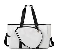 Hellery Large Badminton Racket Bag with Shoulder Strap And Separate Compartment, Ideal for Women And Men, White