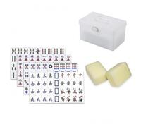 Hellery Mahjong Set Tile Game Equipment Acrylic Rectangular Mahjong Tiles With Clear Symbols Solid Build Comfortable To Hold For, Yellow, Yellow Mahjong Tiles + Plastic Box