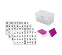 Hellery Mahjong Set Tile Game Equipment Acrylic Rectangular Mahjong Tiles With Clear Symbols Solid Build Comfortable To Hold For, Purple, Purple Silk Mahjong Tiles + Plastic Box