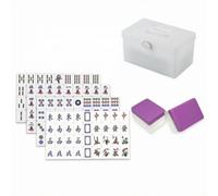 Hellery Mahjong Set Tile Game Equipment Acrylic Rectangular Mahjong Tiles With Clear Symbols Solid Build Comfortable To Hold For, Array, Light Purple, Plastic Box