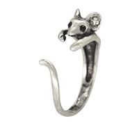 Hellery Mice Shaped Open-Ring Adjustable Finger Rings Wear Accessories Jewelry Retro Style Creative Boho Alloy unisex adult Present , Silver