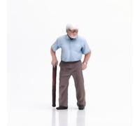 Hellery Miniature Figurine Elderly Man Figurine Model Figure Diorama Character Scale Person Resin Build with Cane for street scenes park layouts collection