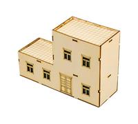 Hellery Miniature Wooden House 1:72 Architecture Scene Building Model for Micro Landscape, Style E