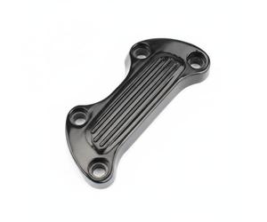 Hellery Motorcycle Handle Clamp Riser Cover Top Clamp Cover Mount with Ribbed Center Aluminum Alloy Construction for Clean Unified Cockpit Look Suitable for, All Black