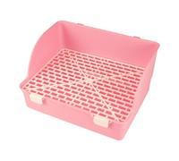 Hellery Pet Toilet with Grid, Rectangular Corner Toilet for Cages for Small Animals Such As Ferrets, Hamsters And Galesaurus, Pink