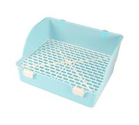 Hellery Pet Toilet with Grid, Rectangular Corner Toilet for Cages for Small Animals Such As Ferrets, Hamsters And Galesaurus, Blue