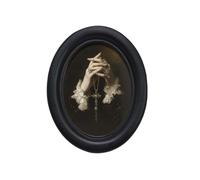 Hellery Photo Frame Oval Picture Frame Portrait Frame Display Frame Keepsake Frame Decorative Wood Look With Raised Border And Vintage suitable for home decor, Praying Hands With Rosary