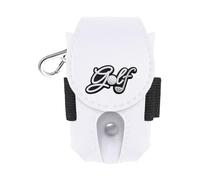 Hellery PU Golf Ball Bag with Clip And Buckle, Mini Belt Bag for Storage, Portable with Tee Holder, for Golfers, Women, Men, Gift, White