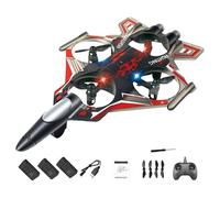 Hellery RC Airplane, Remote Controlled Airplane with Lights, Quadcopter, 360° Flip Flying Toy, Fixed-wing Airplane for Children, Beginners And Adults, red 3 Battery