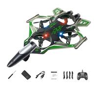 Hellery RC Airplane, Remote Controlled Airplane with Lights, Quadcopter, 360° Flip Flying Toy, Fixed-wing Airplane for Children, Beginners And Adults, green 1 Battery