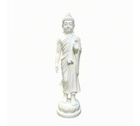 Hellery Resin Buddha Statue Shakyamuni Figurine Sculpture Ornament With Blessing Gesture And Draped Robe On Pedestal Base For Living Room Entryway Meditation