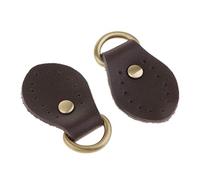 Hellery Sew on Leather Tab Closure Combination Leather Tab with Brass D Ring and Alloy Snap Buckle, Coffee