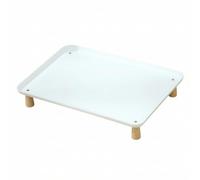Hellery Single-Tier Elevated Pet Feeding Compact Polypropylene Pet Feeding with Wooden Legs Non-Slip for Cats, White, 50x35x8cm