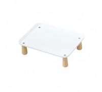 Hellery Single-Tier Elevated Pet Feeding Compact Polypropylene Pet Feeding with Wooden Legs Non-Slip for Cats, White, 31x22x8cm