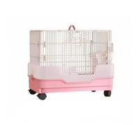 Hellery Small Pet Enclosure Wheeled Small Pet Cage with Caster Wheels for Home Use, Pink Double Layer
